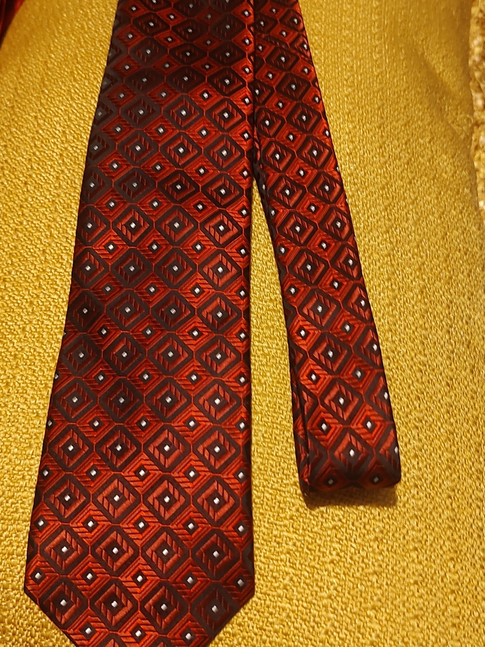 Pierre Cardin Red Geometric Tie with Black Accents